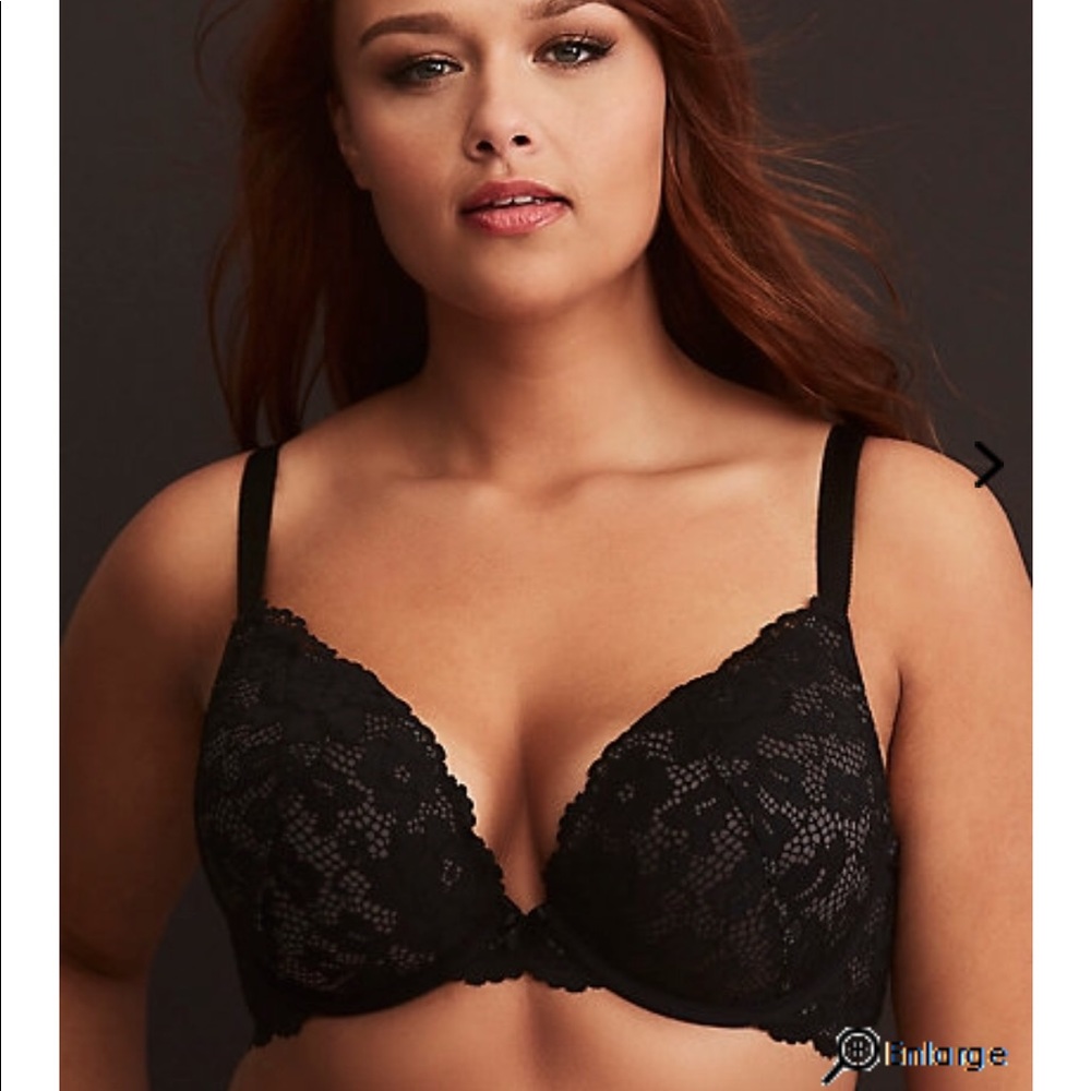 Torrid Black and Grey Push-Up Plunge Bra